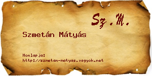 Szmetán Mátyás névjegykártya
